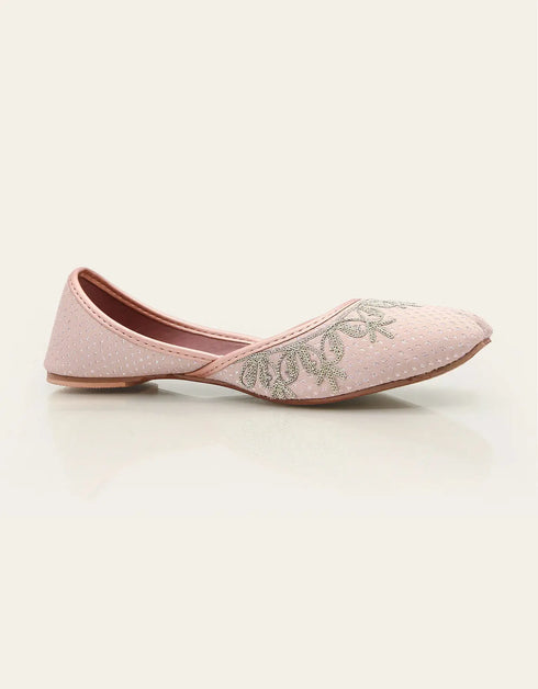 Opulence Legacy Pink Embroidered Khussa with Floral Design – Essence by Rubina